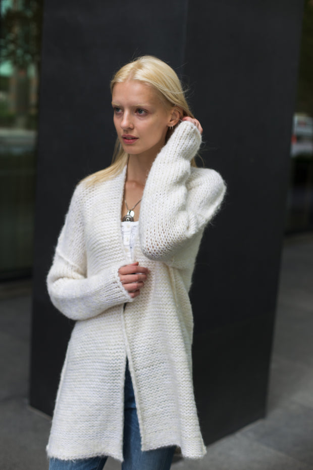 White alpaca knit cardigan. - RoseUniqueStyle