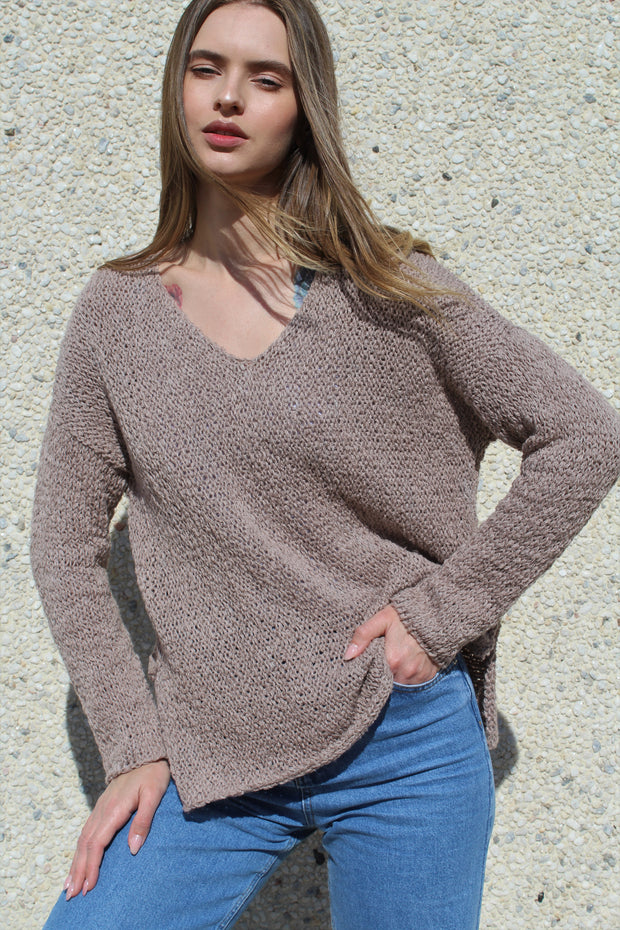 Organic cotton knit sweater.