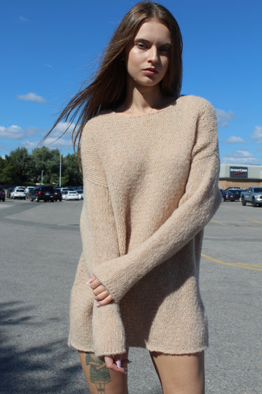 light grey knit dress Women's No Better Time Grey Ribbed Knit Sweater Mini Dress | Size: L main image 1