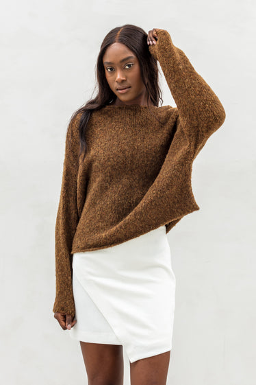 ニット/セーター AlpacaWool WideOver PulloverKnit/CAMEL Honeycomb Quarter Zip Sweater - Camel Hthr – IZOD
