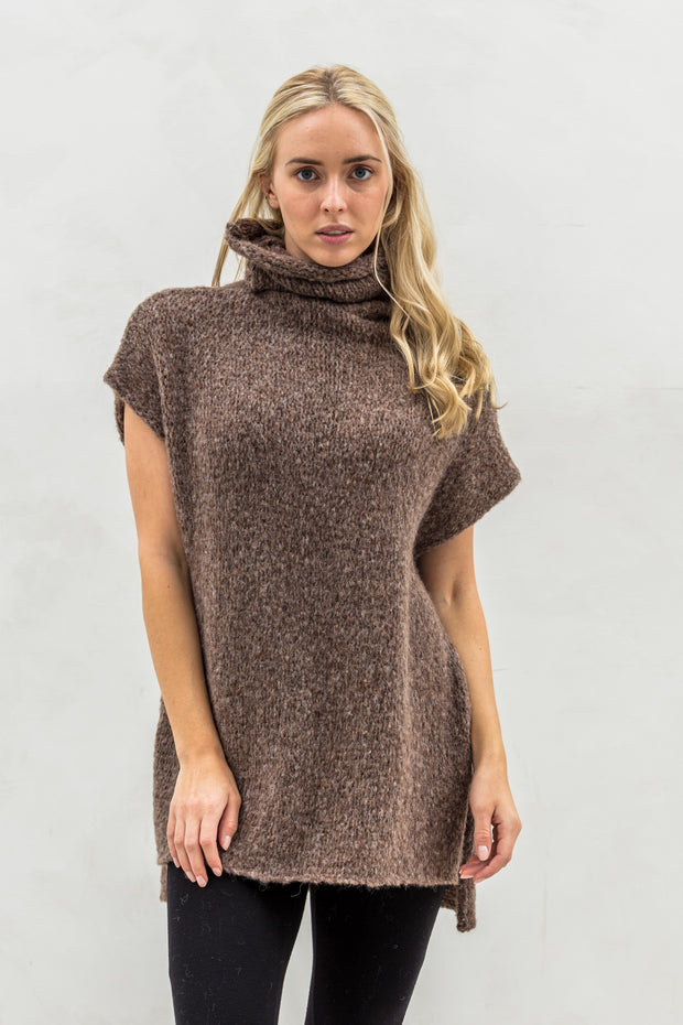 Oversized alpaca knit sweater vest .