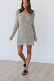 Cotton  loose knit sweater dress.