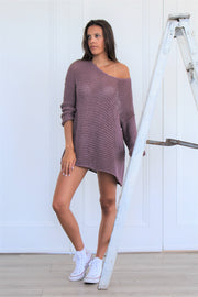 Cotton loose knit sweater dress ~ Roseuniquestyle