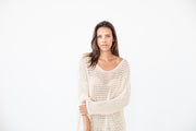 Cream Cotton oversized sweater dress.
