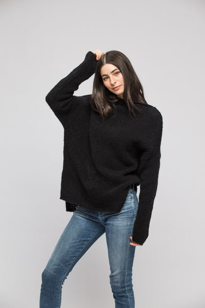 Black alpaca sweater - RoseUniqueStyle