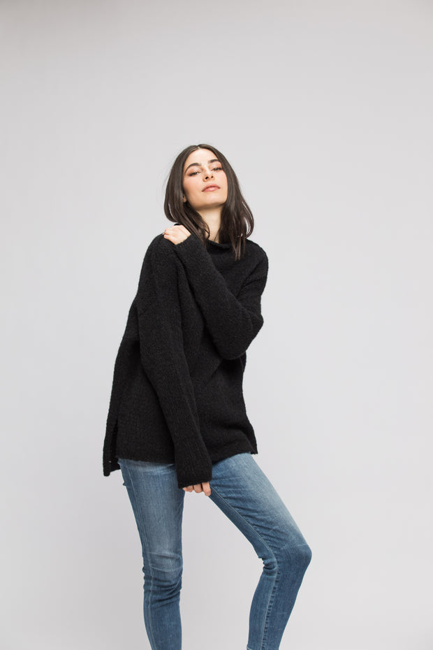 Black alpaca sweater. - RoseUniqueStyle