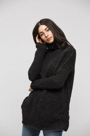 Chunky knit  Alpaca  Black  Charcoal  sweater . - RoseUniqueStyle