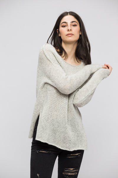 Light grey alpaca sweater. - RoseUniqueStyle