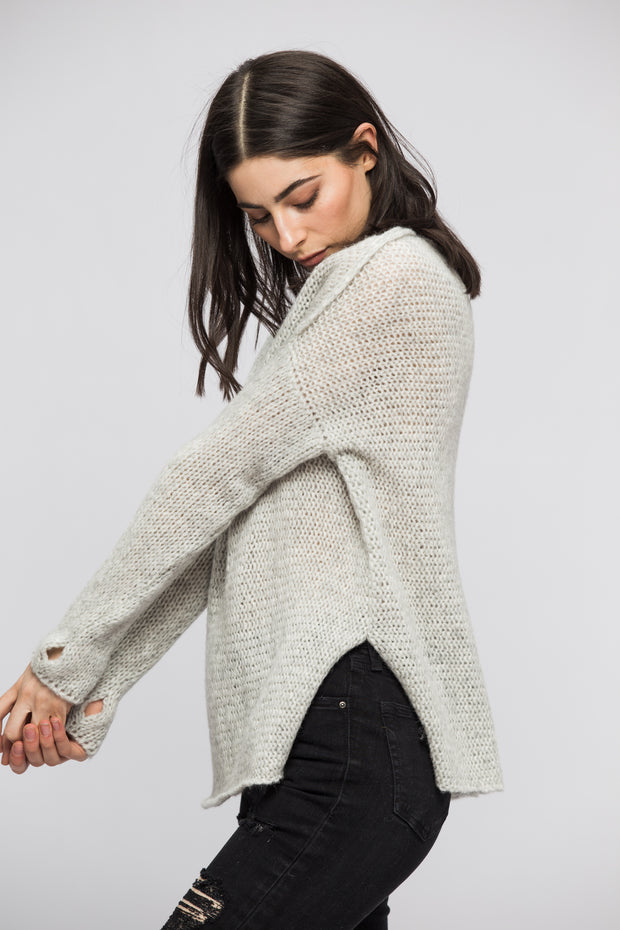 Light grey alpaca sweater. - RoseUniqueStyle