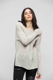Light grey alpaca sweater. - RoseUniqueStyle