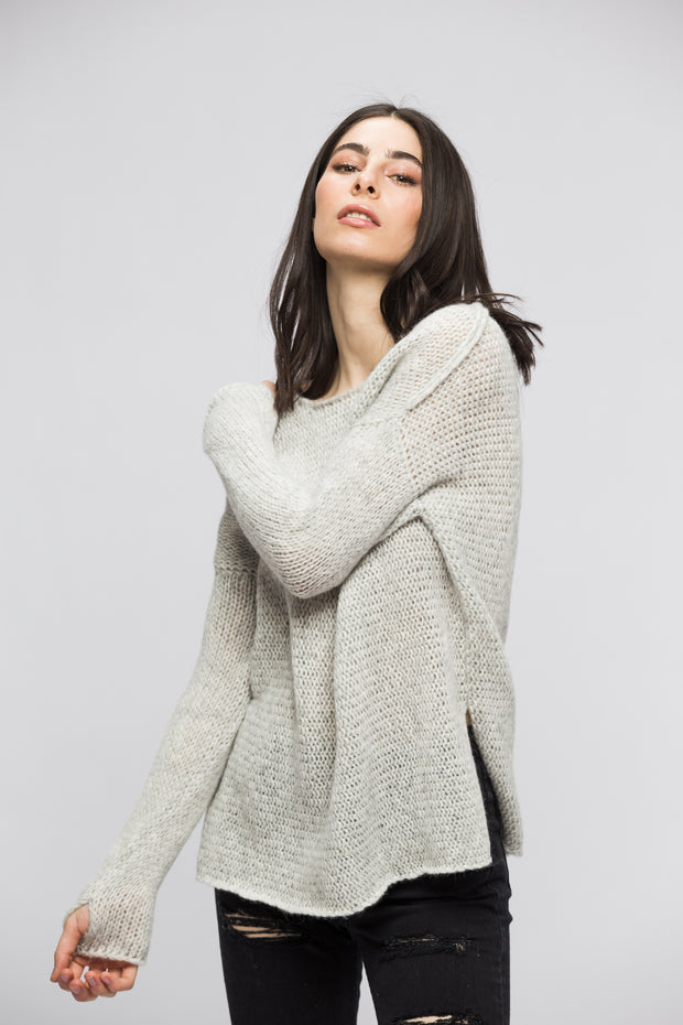 Light grey alpaca sweater. - RoseUniqueStyle