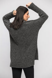 Grey alpaca split sides  sweater. - RoseUniqueStyle