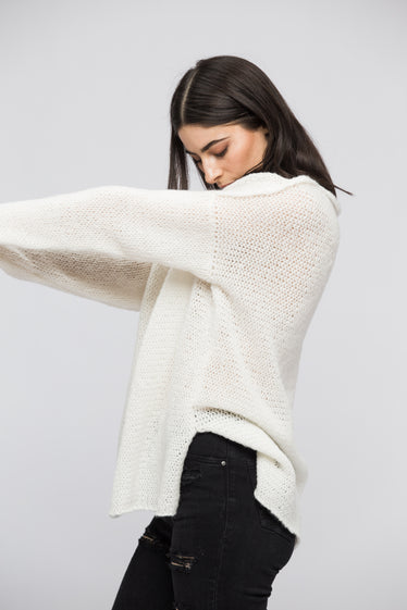 Oversized off white knit sweater dress