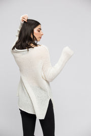 White  alpaca knit sweater dress - Roseuniquestyle