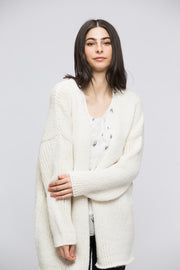 White alpaca woman knit cardigan