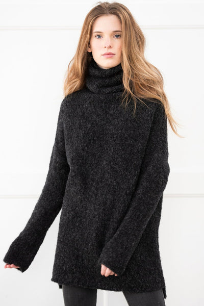 Alpaca wool  cowl neck woman sweater .