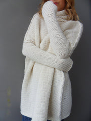 Off white  Chunky knit Alpaca  women sweater dress. - RoseUniqueStyle