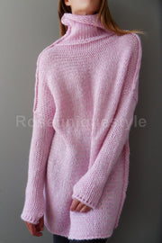 Pink Alpaca  chunky knit sweater. - RoseUniqueStyle